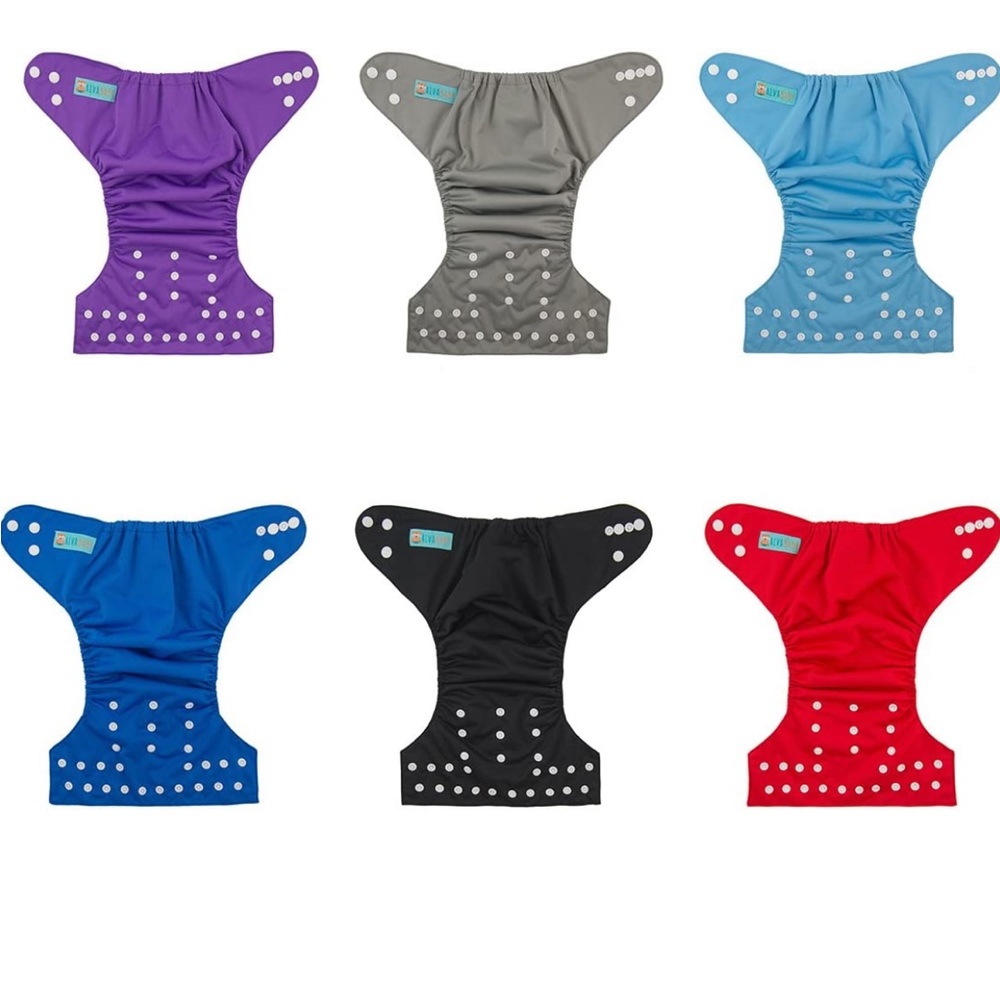 Bundle of 6 Alva Baby Cloth Diapers w/12 inserts